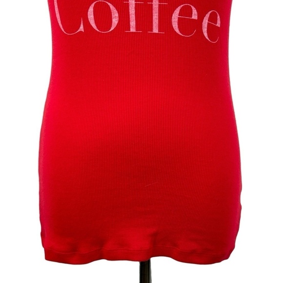 Old Navy 2 Tank Tops Red Ribbed "Need Coffee" and Navy Blue Tank Women's Medium - Picture 5 of 12